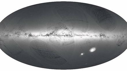 Kosmischer Ausblick. Die Karte zeigt, wie die Sterne in unserer Umgebung verteilt sind. 