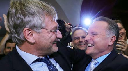 Georg Pazderski, Berliner AfD-Landeschef (rechts), und Jörg Meuthen, Chef der AfD.