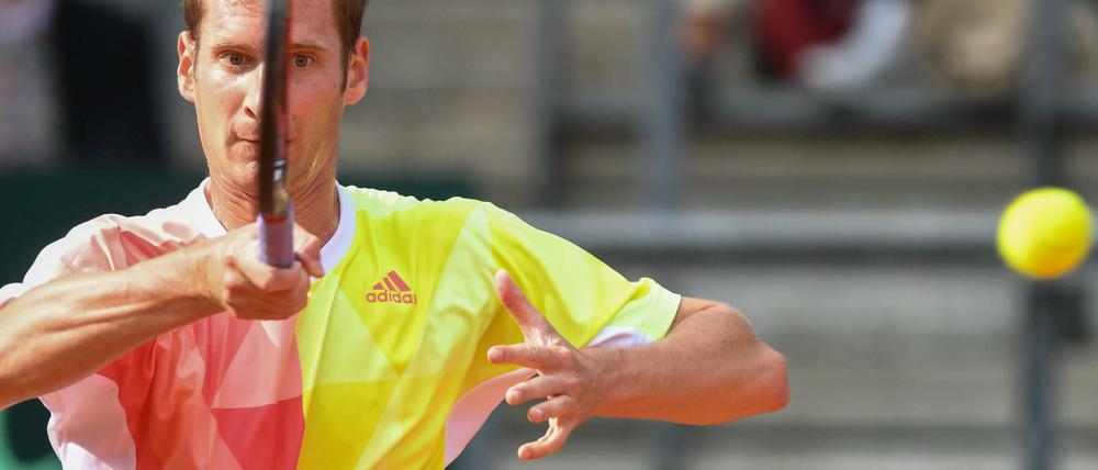 Der Deutsche Florian Mayer im Spiel gegen den Polen Majchrzak.