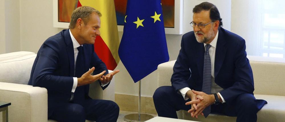 EU-Ratschef Tusk (links) und der geschäftsführende spanische Premier Rajoy wenige Tage vor dem Gipfel von Bratislava.
