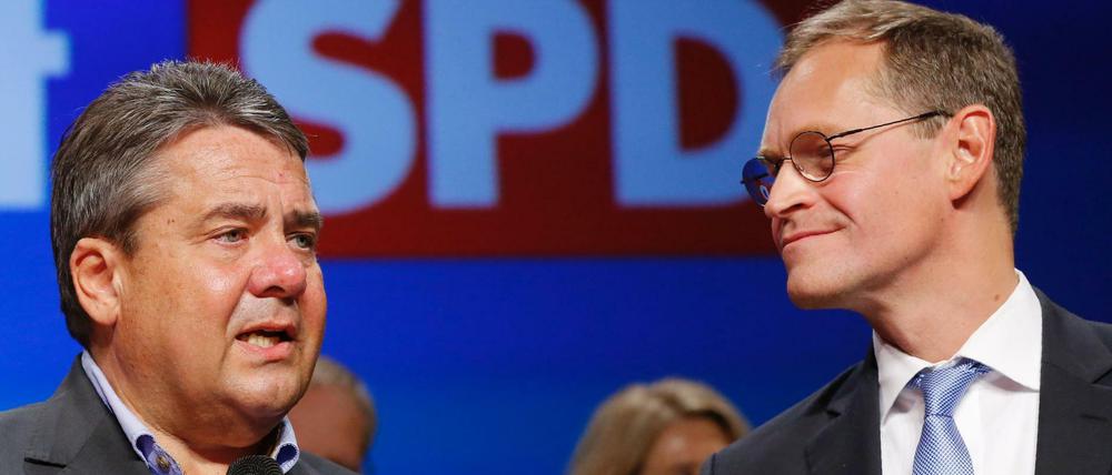 SPD-Chef Sigmar Gabriel (links) und Berlins Regierender Bürgermeister Michael Müller 