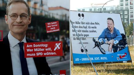 Werbung für Michael Müller und die AfD.