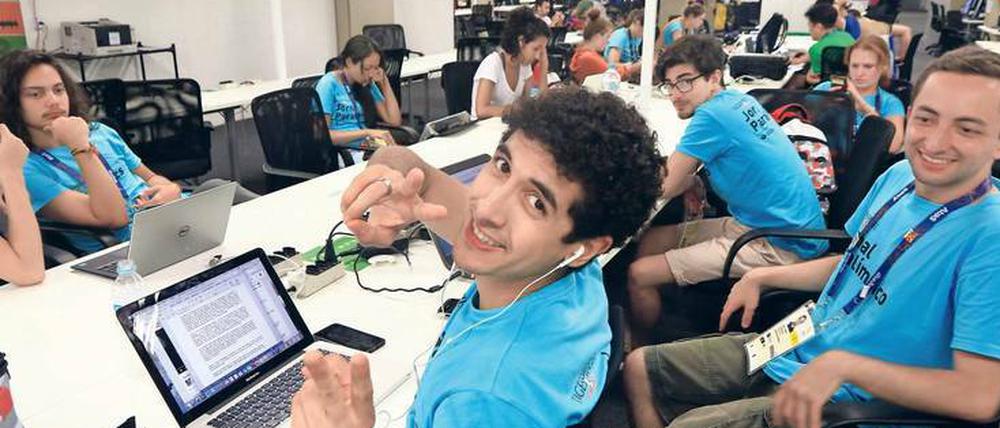 Die Nachwuchsreporter im Pressezentrum im Paralympic Park im Stadtteil Barra de Tijuca.