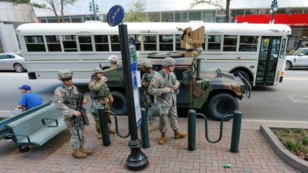 Ausnahmezustand in Charlotte. Die Nationalgarde patroulliert. 