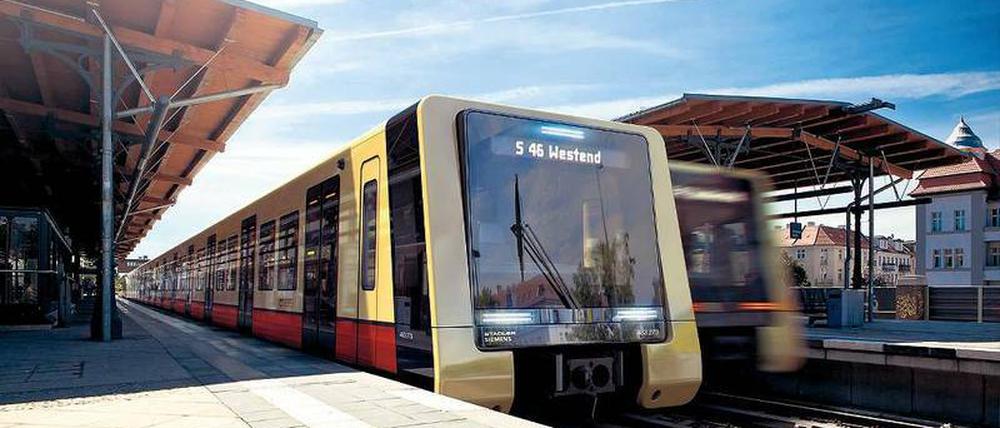 Die neue Berliner S-Bahn mit flacher Schnauze und markanter Farbe.
