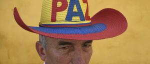 "Frieden" hat dieser Kolumbianer auf seinem Hut stehen - und gibt damit seinen Hoffnungen für die Zukunft Ausdruck. 