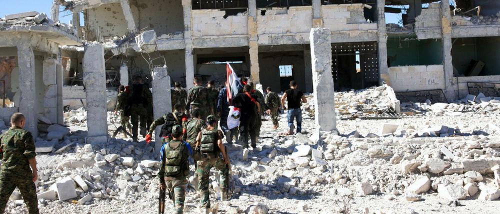 Syrischen Soldaten in Aleppo. 