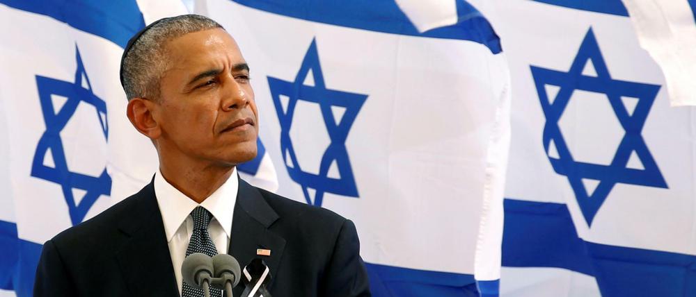 US-Präsident Barack Obama bei seiner Trauerrede für Schimon Peres.