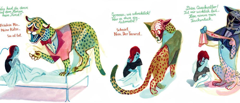 Gib Pfote! Eine Doppelseite aus Brecht Evens' „Panter“.