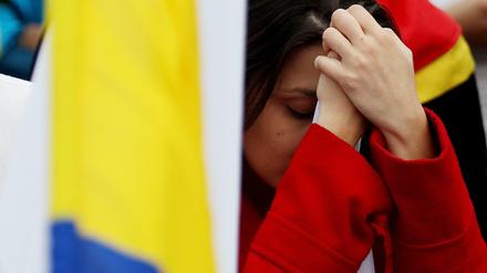 Enttäuscht: Eine Befürworterin des Friedensvertrags mit den Farc-Rebellen in Kolumbien. 