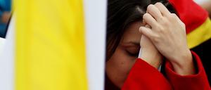 Enttäuscht: Eine Befürworterin des Friedensvertrags mit den Farc-Rebellen in Kolumbien. 