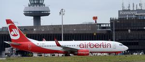 Eine Boeing 737 von Air Berlin auf dem Flughafen Hannover-Langenhagen.