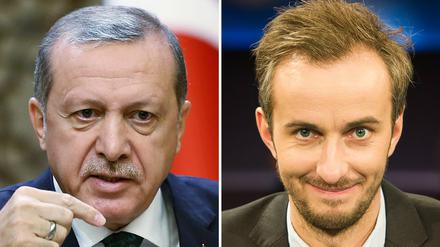 Die Bildkombo zeigt den türkischen Ministerpräsidenten Recep Tayyip Erdogan und ZDF-Neo-Moderator Jan Böhmermann.