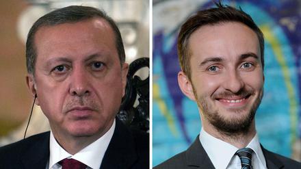 Der türkische Präsident Erdogan (l) und der ZDF-Moderator Böhmermann. 