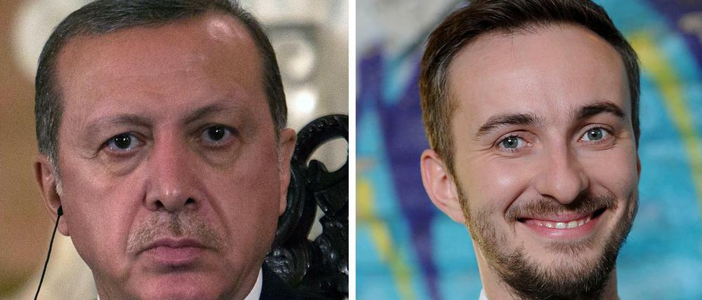 Der türkische Präsident Erdogan (l) und der ZDF-Moderator Böhmermann.