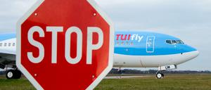 Eine Boeing 737-800 der Fluggesellschaft TuiFly. 