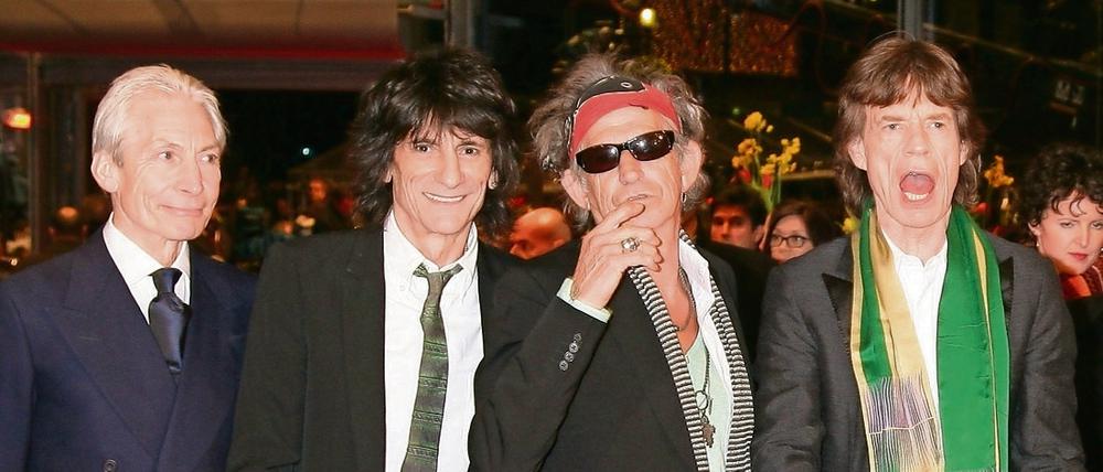 Die Rolling Stones, Charlie Watts (l-r), Ron Wood, Keith Richards und Mick Jagger im Jahre 2008.