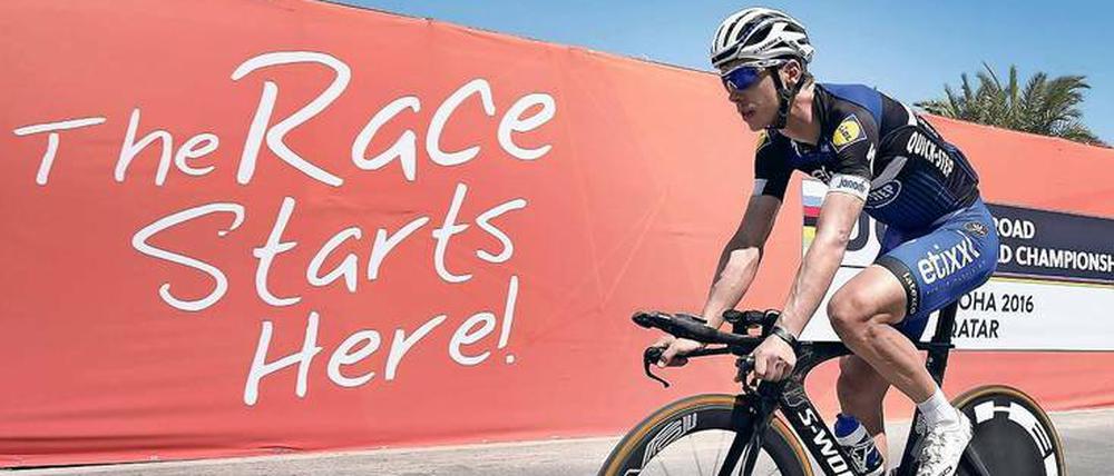 Verdammt heiß hier! Tony Martin beim Training in Katar. 