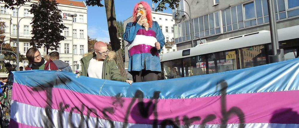 Eine Demonstration für Trans* Rechte in Berlin.