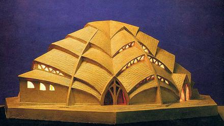 Ein Modell von Otto Bartnings nie realisierter expressionistischr Sternkirche in der Berlinischen Galerie.