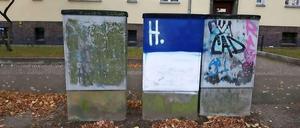HaHoHe. In Mariendorf haben Hertha-Fans Dutzende von Stromkästen besprüht.