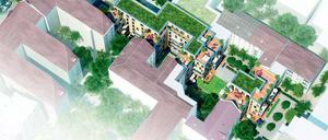 Wie funktioniert Verdichtung? Das Quartier „ Derff 22“ zeigt, wie viele Häuser auf engstem Raum entstehen können. 