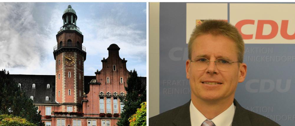 Wer kommt in die Machtzentrale von Reinickendorf: Links das Rathaus, rechts der potentielle CDU-Stadtrat Tobias Dollase.