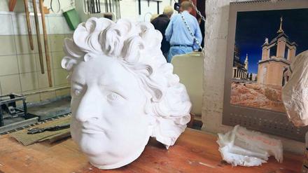 Der Kopf des Großen Kurfürsten, Teil der Replik der Reiterstatue von Andreas Schlüter, ist bereits fertig