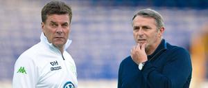 Servus, Dieter. Manager Allofs (rechts) mit Ex-Trainer.