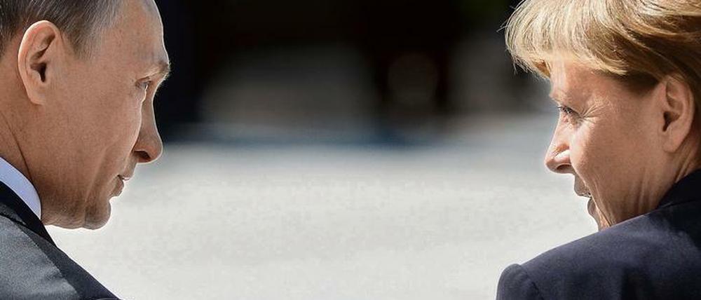 Den Dialog nicht abbrechen: Wladimir Putin und Angela Merkel (hier ein Foto von 2015) trafen sich am Mittwoch in Berlin.