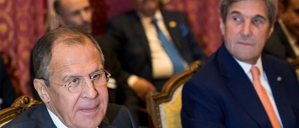 Russlands Außenminister Sergei Lawrow und US-Außenminister John Kerry am Samstag in Lausanne.