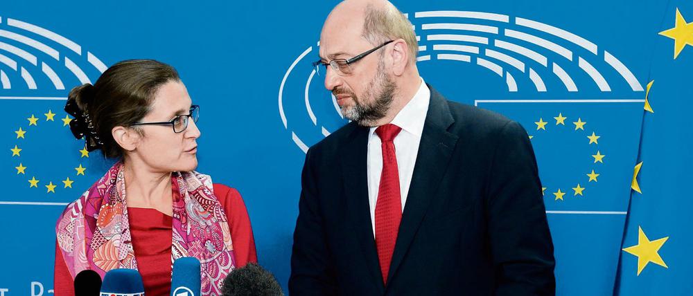 EU-Parlamentspräsident Martin Schulz und die kanadische Handelsministerin Chrystia Freeland hoffen weiter auf Ceta.