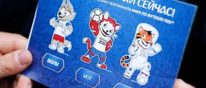 Die drei Kandidaten fürs russische WM-Maskottchen: Wolf, Katze und Tiger.
