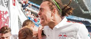 Mit Leipzig in der Kritik: RB-Stürmer Yussuf Poulsen (r.).