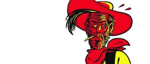 Viel erlebt: Dass Lucky Luke schon 70 ist, sieht man ihm meist nicht an - hier schon. Für Komplettansicht auf das Kreuz klicken.