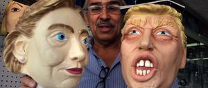 Maskenhafte Kandidaten: Hillary Clinton (links) und Donald Trump. 