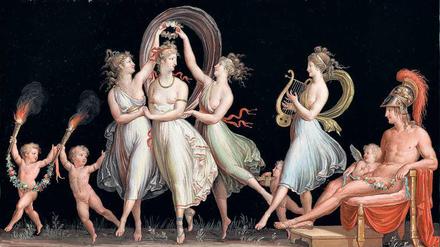 Antonio Canova ließ sich von antiken Fresken zu Kompositionen anregen wie dieser aus dem Jahr 1799, „Die Grazien und Venus tanzen vor Mars“ (Tempera auf Papier).