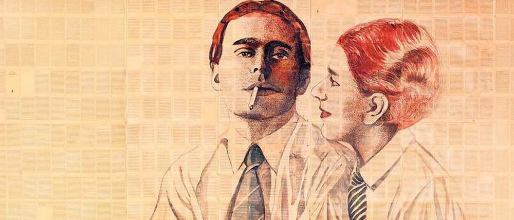 Der Träumer und die Rednerin. Klaus und Erika Mann, gezeichnet von Rinaldo Hopf.