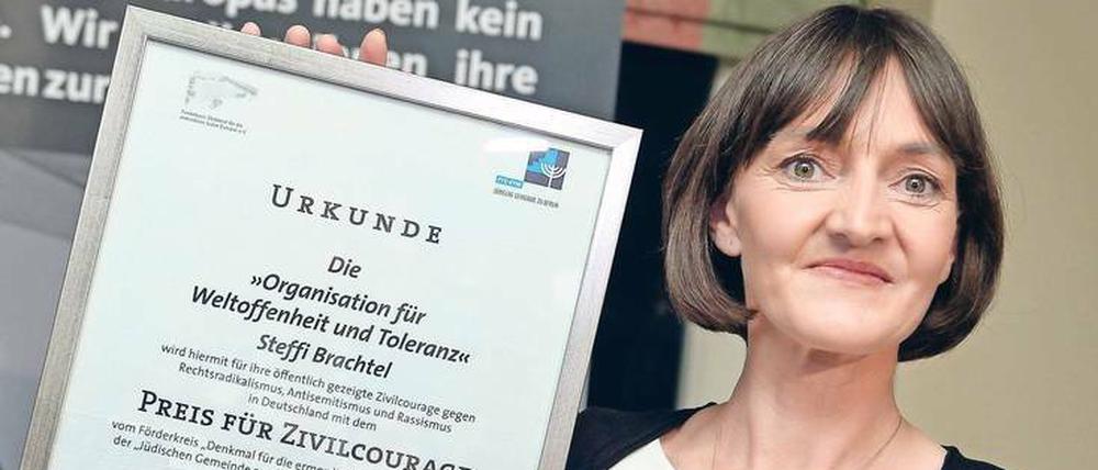 Steffi Brachtel erhielt am Mittwoch den Preis für Zivilcourage gegen Rechtsradikalismus, Antisemitismus und Rassismus.