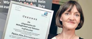 Steffi Brachtel erhielt am Mittwoch den Preis für Zivilcourage gegen Rechtsradikalismus, Antisemitismus und Rassismus.