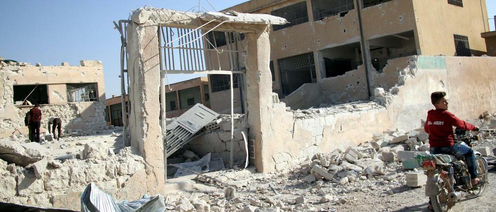 Die Ruine der Schule in Idlib. 