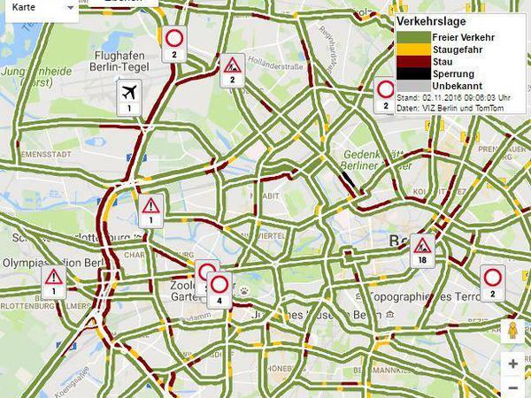 Die Sperrung des Übergangs der Stadtautobahn zur Avus verursacht große Probleme im Berliner Frühverkehr.