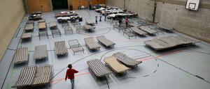 Notunterkunft für Asylbewerber. 