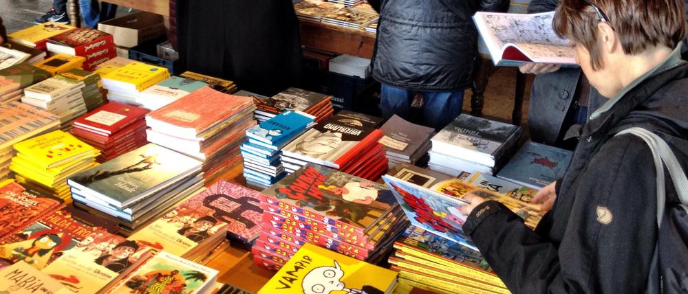 Zeit für Nachschub. Ein Comic-Stand auf dem Fumetto-Festival im Frühjahr 2016.