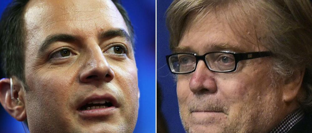 Reince Priebus (links) erhielt als neuer Stabschef den Vorzug vor Stephen K. Bannon.