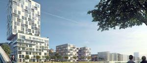 Neubauviertel Gartenfeld: So könnte der Blick von der Gartenfelder Brücke auf das neue Quartier aussehen.