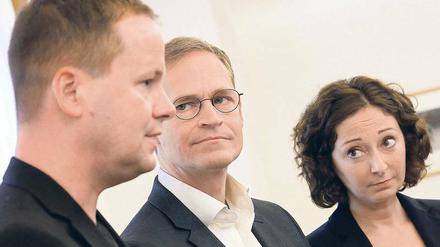 Immer wenn’s ernst wird, tagen die Führungsleute Klaus Lederer, Michael Müller und Ramona Pop in kleiner Runde. Es gilt oberste Geheimhaltungsstufe.