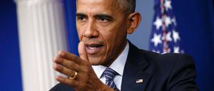 US-Präsident Barack Obama bei einer Pressekonferenz vor dem Abflug nach Europa.