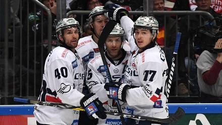 Kleine Gruppe der Treffsicheren: Darin Olver, Nick Petersen, Micki DuPont und Daniel Fischbuch (von links).
