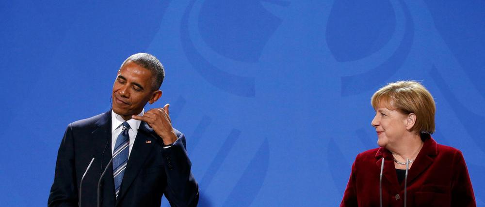 Call me: Angela Merkel und Barack Obama bei seinem letzten Berlin-Besuch als US-Präsident. 